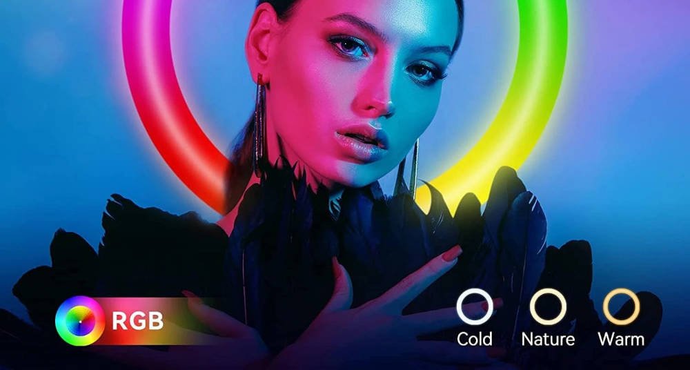 RGB ring light with tripod