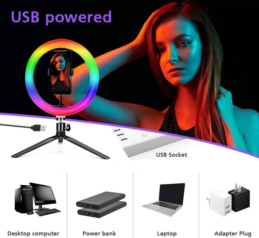 RGB ring light with tripod