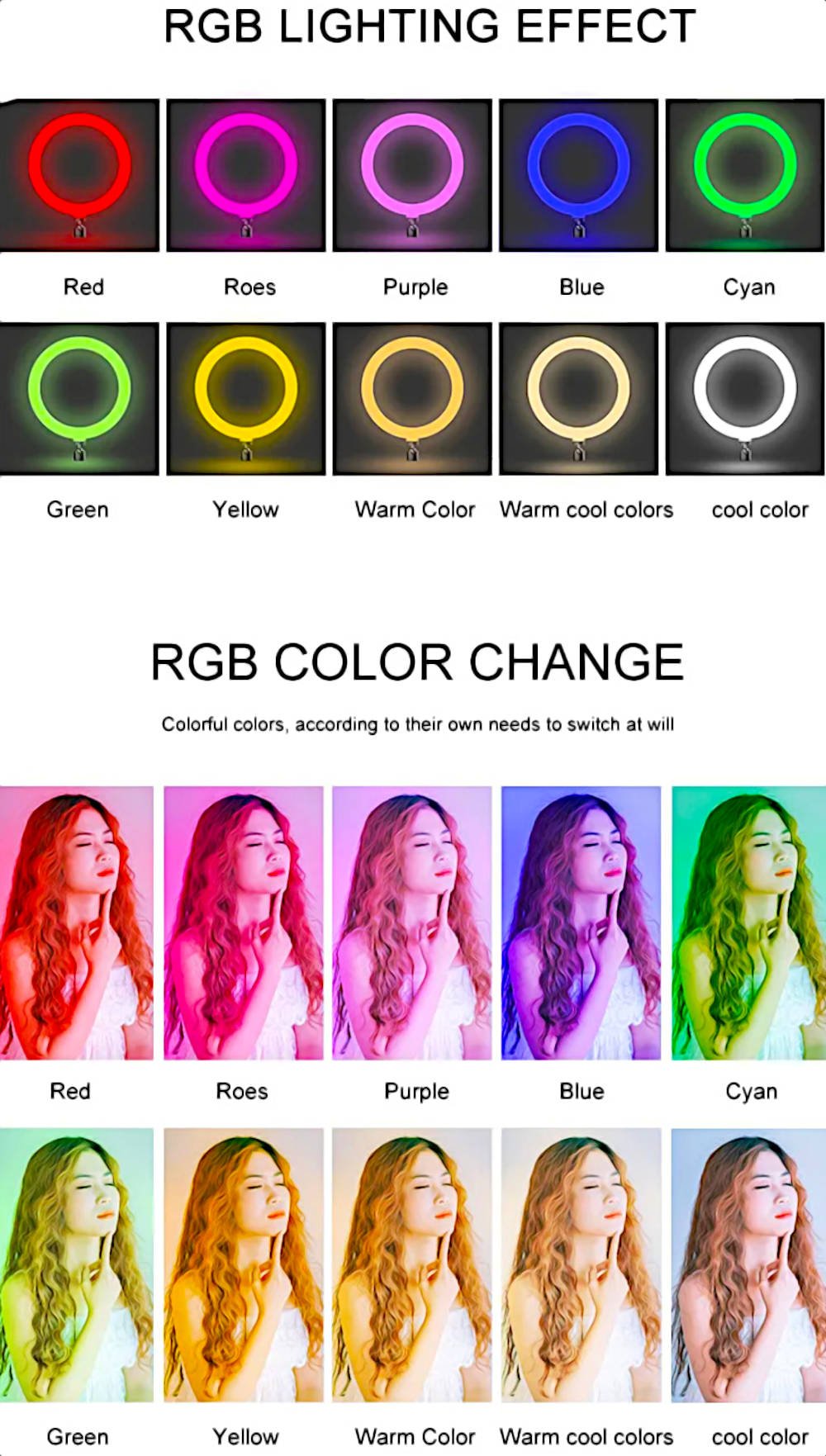 RGB ring light with tripod