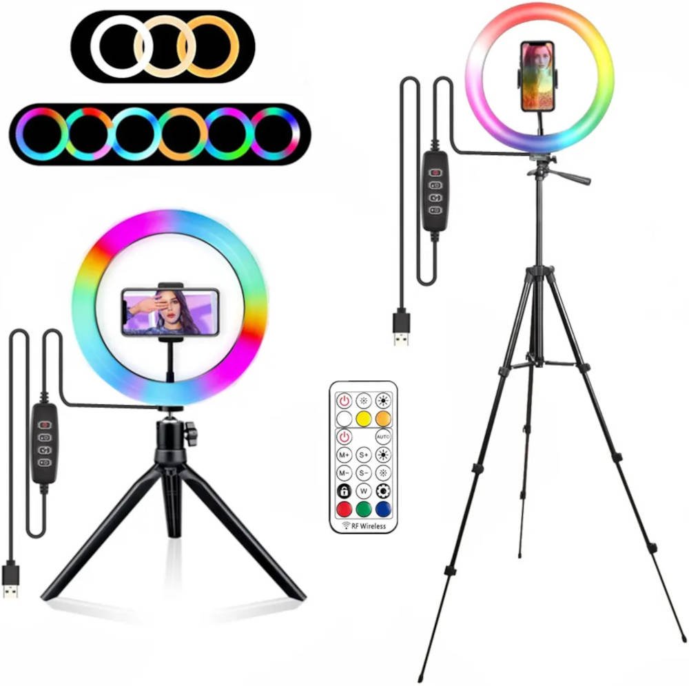 RGB ring light with tripod